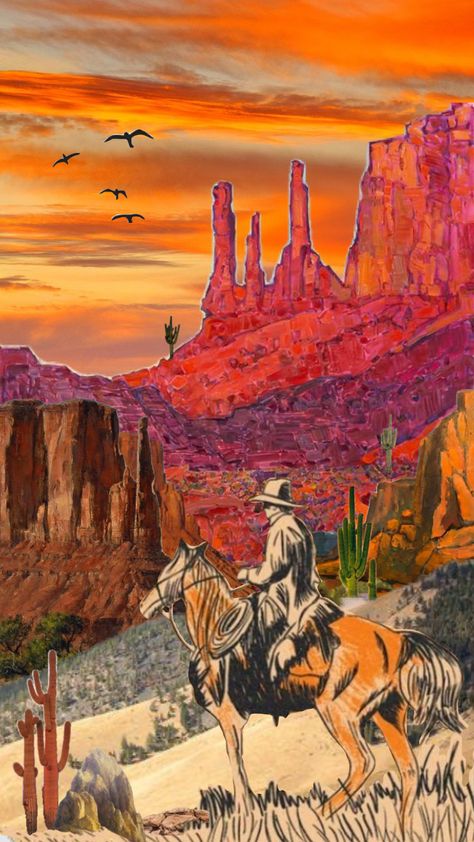 #art #western #cowboy Trippy Cowboy Art, Desert Collage Art, Cowboy Collage, Alyssa Core, Western Esotericism, Western Clip Art, Gothic Western, Western Ideas, Sketchbook Challenge