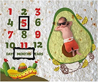 Burrito Baby Month Milestone Blanket for Photo Taken - Avocado Age Blanket Avocado Theme, Avocado Baby, Baby Backdrop, Baby Monthly Milestones, Baby Milestone Blanket, Cotton Baby Blankets, Virtual Baby Shower, Fiesta Baby Shower, Baby Themes