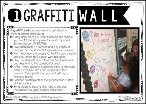 Effective Engagement Strategies for the Classroom! Classroom Engagement Strategies, Graffiti School, Discussion Strategies, Student Engagement Strategies, Cooperative Learning Strategies, Classroom Engagement, Wall Graffiti, Classroom Strategies, Engagement Strategies