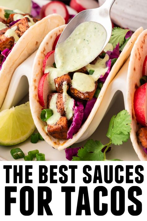 These are the best sauces for tacos! My favorite easy taco sauce recipes to elevate Taco Tuesday or taco night. Great for nachos, burritos, quesadillas, and chips too! // Rhubarbarians // Burrito Sauce Recipe, Sauce For Tacos, Authentic Guacamole Recipe, Taco Sauce Recipes, Homemade Nacho Cheese Sauce, Simple Sauces, Sauces For Chicken, Easy Sauces, Ground Beef Lunch