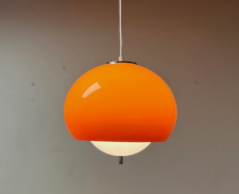 Orange Lampshade, Lamps Unique, 70s Orange, White Lampshade, Pendant Lamp Design, Neon Lamp, Modern Lamps, Pipe Lighting, Lamps Modern