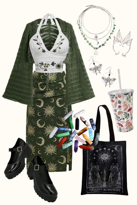 Goth Cottagecore Outfit, Witch Outfit, Green skirt, Green Aesthetic, Witch Outfit, Witch Aesthetic. ✨ Aesthetic Witch Outfit, Green Witch Aesthetic Outfit, Green Witch Aesthetic Fashion, Witch Aesthetic Fashion, Witch Aesthetic Outfit, Green Witch Aesthetic, Goth Cottagecore, Cottagecore Outfit, Cottagecore Outfits