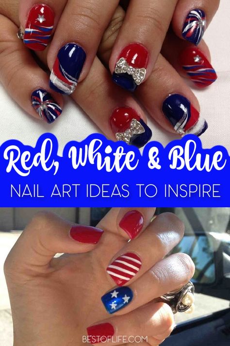 Red White Blue Nails Fourth Of July, Fourth Of July Gel Nails Ideas, Nails Red White Blue, 4th Pf July Nail Ideas, Red White And Blue Nail Ideas, Red Blue White Nails, Patriotic Nail, Red White And Royal Blue Nails, Patriotic Nails Design Memorial Day