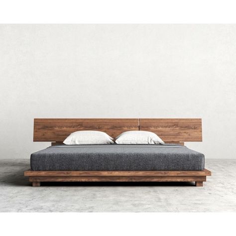 Sandro Hunter Bed - King Walnut Veneer ($1,970) ❤ liked on Polyvore featuring home, furniture, beds, king furniture, king size furniture, king bed, king size bed and sandro Bed Front View, Modern Wood Bed, Beds King, Platform Bed Designs, Rustic Bedroom Furniture, King Furniture, Bed Platform, Wooden Bed Design, Bed King