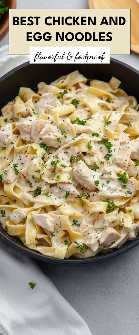 Image for Best Chicken and Egg Noodles Healthy Chicken And Noodles, Egg Noodle Recipes With Chicken, Egg Noodles Dishes Chicken, Chicken Noodle Dish, Creamy Chicken And Noodles Stove Top, Chicken And Noodles Casserole, Chicken And Egg Noodle Recipes, Egg Noodles Dishes, Chicken With Egg Noodles