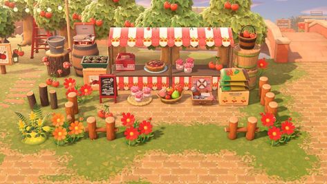 Animal Crossing Fruit Stand, Acnh Fruit Orchard Ideas, Acnh Fruit Stand, Animal Crossing Fruit, Acnh Farm, Carrot Farm, Farm Fruit, Animal Crossing Design Ideas, Fruit Stall