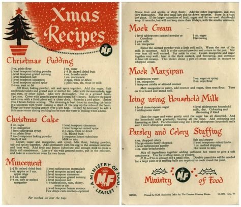 WW2 Christmas Recipe Pamphlets – Ministry of Food – The 1940's Experiment Wwii Recipes, Casablanca Party, Vintage Christmas Recipes, Vintage Diet, 1940s Christmas, Wartime Recipes, Royal Recipe, Yule Christmas, Xmas Recipes