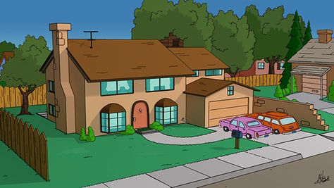 The Simpsons house model on Behance Simpsons House, Springfield Simpsons, Tan Walls, Famous Houses, Cartoon House, Simpsons Art, Boy Meets World, Desktop Pictures, House Drawing