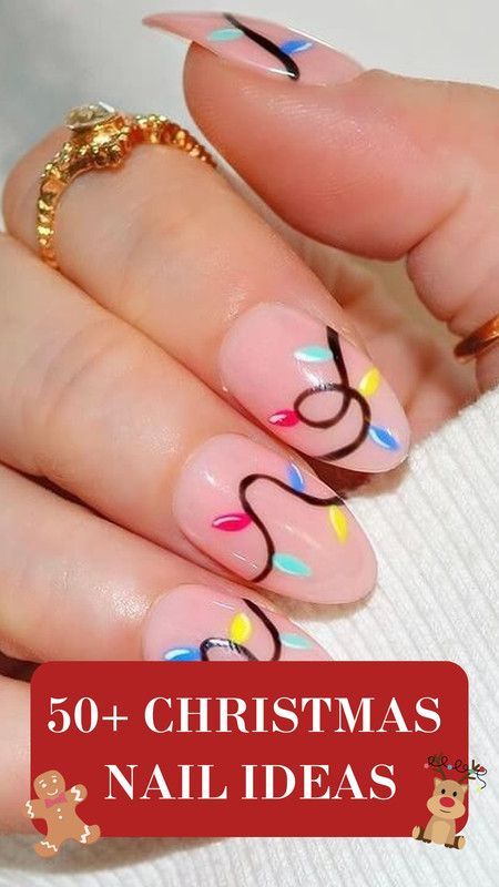 Birthday Candle Nail Art, Christmas Nail Designs Lights, Christmas Nails Rudolph Red Nose, Christmas Nails With Lights, Christmas Light Nail Designs, Christmas Lights Nails Design, Christmas Lights Nail Art, Christmas Light Nail Art, Christmas Lights Nails