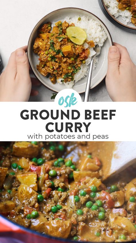 Ground Beef Peas, Beef Keema, Keema Curry, Curry Beef, Gold Potatoes, Beef Curry, Mince Recipes, Yukon Gold, Curry Dishes