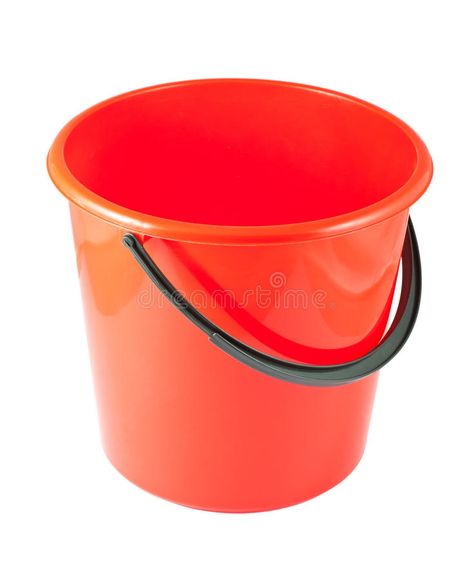 Red plastic bucket. Isolated on white background #Sponsored , #ad, #Ad, #plastic, #background, #white, #Red Plastic Background, Plastic Buckets, Background White, Stock Photography Free, Photo To Video, Science And Technology, White Background, Stock Images, Science