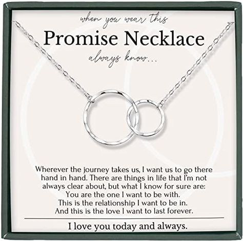 Promise Necklace For Couples, Promise Ring Notes For Her, Promise Necklace For Her, Long Distance Relationship Jewelry, Anniversary Long Distance, Necklaces For Couples, Promise Necklace, Distance Relationship Gifts, Birthday Gifts For Friends