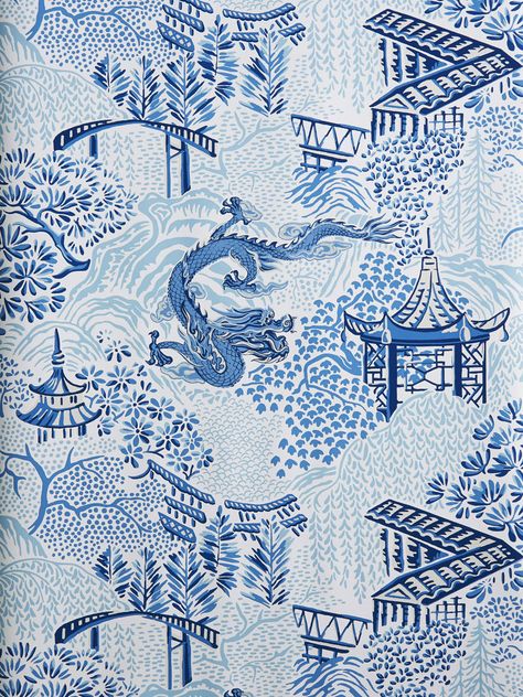 Beautiful light blue Asian  wallcovering from the Vern Yip Collection! Chinoseries Art Blue, Chinese Pattern Design, Adam Martinakis, Blue Blanc, Vern Yip, Asian Wallpaper, Washable Wallpaper, Wallpaper Warehouse, Toile Pattern