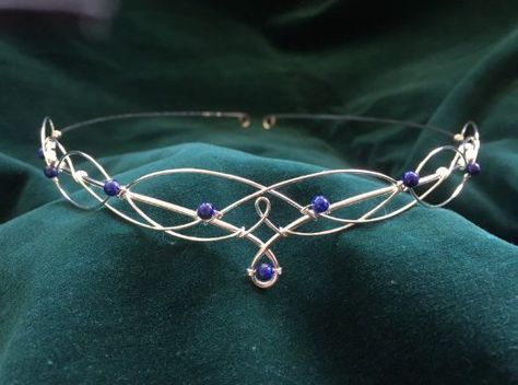 Elven Circlet, Wedding Circlet, Elf Jewelry, Tiara Headpieces, Headpiece Diy, Celtic Knotwork, Blue Lapis Lazuli, Wedding Tiara, Boho Bride