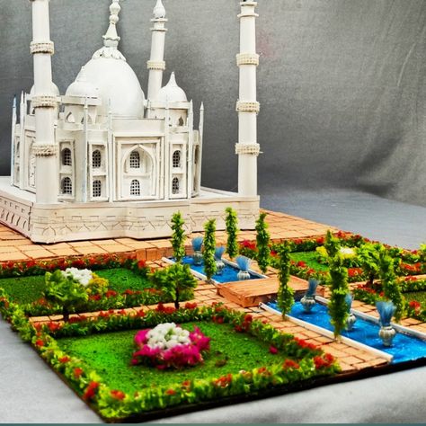 How to make taj mahal Taj Mahal School Project, Taj Mahal Model School Project, Taj Mahal Model, Bommala Koluvu, Showstopper Cakes, Creative Book Cover Designs, India Crafts, Creative Book Covers, Model School