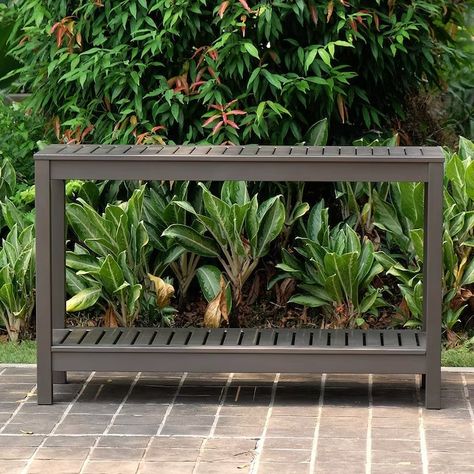 Cambridge Casual Braga Rectangle Outdoor Console Table 16-in W x 48.25-in L in the Patio Tables department at Lowes.com Buffet Bar, Patios And Decks, Back Garden Ideas, Outdoor Console Table, Decks And Patios, Court Yard, Wooden Patios, Bar Storage, Table Bed