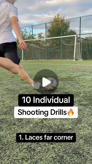 ElevatePerformance on Instagram: "10 Individual Shooting drills for Footballers🔥  Here’s 10 shooting drills that footballers can do individually! All of these drills work on a different aspect of finishing but can be equally as effective at sharpening your technique💪🏻  With all of these drills, I like to perform 6-10 reps on one foot before repeating on the other side! Make sure to perform them at a high intensity and make them as match-realistic as possible⚽️  #football #soccer #footballtraining #soccertraining #footballdrills #soccerdrills #finishingdrills #shootingdrills #finishing" Soccer Individual Training, Soccer Ladder Drills, Individual Soccer Drills, Soccer Finishing Drills, Finishing Drills Soccer, Shooting Drills Soccer, Soccer Defense Drills, Soccer Drills For Beginners, Midfielder Soccer