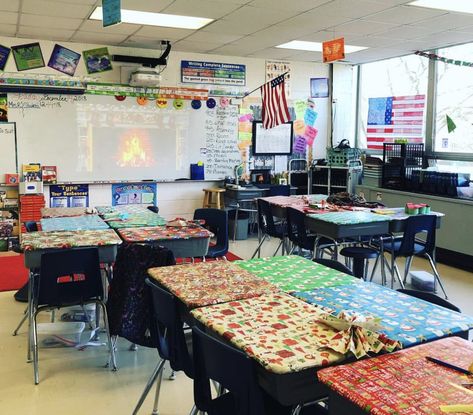 8 Fun Christmas Classroom Ideas To Try This Year Classroom Christmas Decore, Christmas In Elementary School, Christmas Callbacks Classroom, How To Decorate A Classroom For Christmas, School Hall Christmas Decorating Ideas, Classroom Stocking Ideas, Christmas Decor In Classroom, Christmas In Classroom Ideas, Christmas Diy School