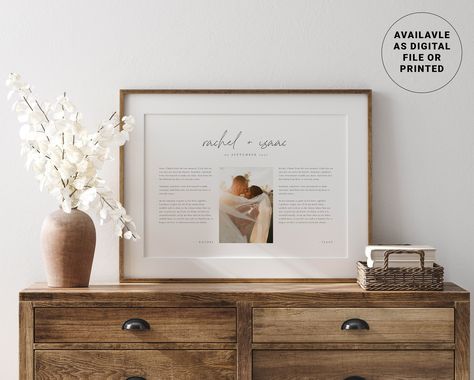 🤍 Preserve the memories of your special day with this beautiful, personalized wedding vow keepsake. Each piece is handmade and customized with your own wedding vows, making it a one-of-a-kind and meaningful addition to any room in your home. The perfect way to remind yourself of the love and promises you made to each other on your wedding day. ▪ Handmade and personalized with your own wedding vows ▪ Available in a variety of colors and styles to match your wedding theme ▪ High-quality materials Our Vows Framed, Vows Keepsake Ideas, Wedding Vow Keepsake, Vow Keepsake Ideas, Wedding Vows Framed, Framed Wedding Vows, Framed Vows, Vows Keepsake, Vow Keepsake