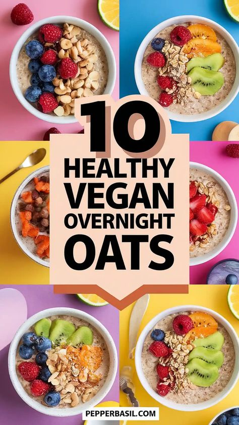 overnight vegan oats Raspberry Overnight Oats, Overnight Oats Recipes, Vegan Peach, Vegan Apple Pie, Protein Overnight Oats, Vegan Overnight Oats, Clean And Delicious, Banana Overnight Oats, Overnight Oats Healthy