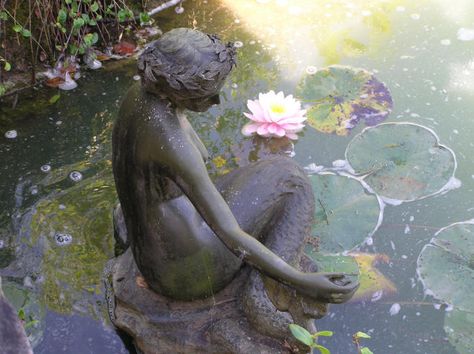 Mermaid Statues, Lily Pond, A Pond, Arte Popular, Fairy Dust, Garden Statues, Sirens, Dream Garden, Pretty Pictures