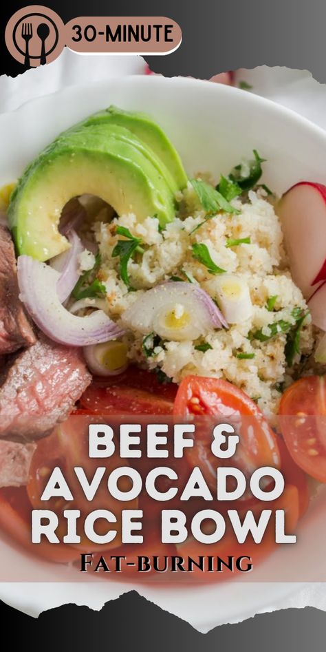 Try this delicious Beef and Avocado Rice Bowl recipe. For more recipes follow my page. #healthyrecipes #upgradedhealth #recipes Beef Sirloin Steak, Asian Pork Chops, Rice Avocado, Fry Rice, Avocado Rice, Nutrition For Women, Rice Bowl Recipe, Beef Fried Rice, Metabolism Foods