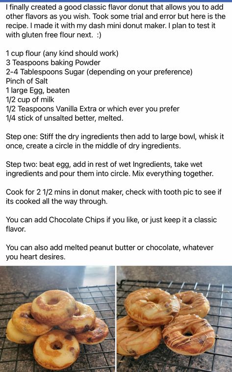 Doughnut Recipe For Mini Doughnut Maker, Dash Donut Maker Recipes, Dash Mini Donut Maker Recipes, Mini Donut Recipe For Donut Maker, Mini Donut Maker Recipes, Babycakes Donut Maker, Donut Maker Recipes, Mini Donut Maker, Mini Donut Recipes