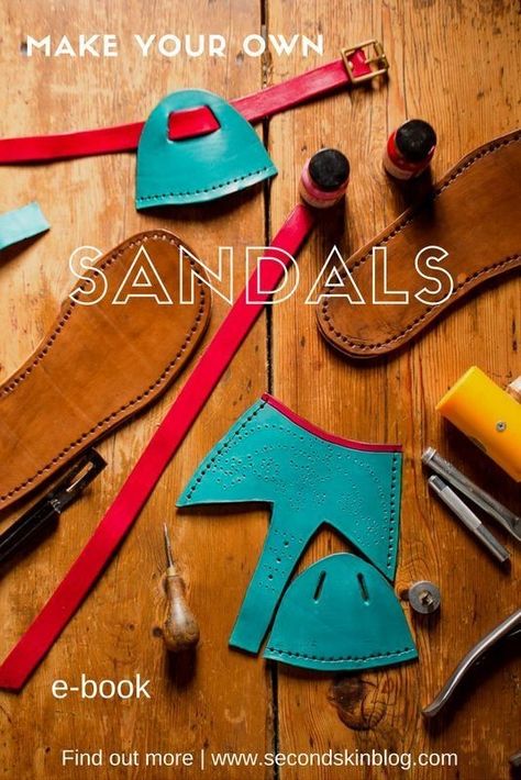 Diy Leather Sandals, Make Your Own Shoes, How To Make Leather, Diy Sandals, Sandals Patterns, Making Shoes, Leather Craft Patterns, Make Shoes, Leather Tools