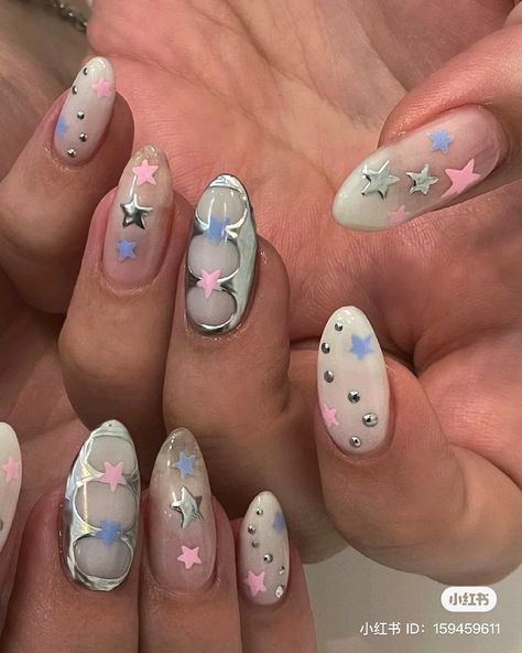 Korean Aura Nails, Newjeans Nails, Harajuku Nails, Pochacco Nails, Japan Nail Art, Hello Nails, Summer Toe Nails, Hippie Nails, Simple Gel Nails