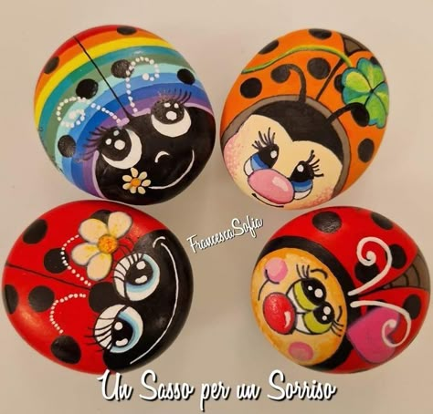 Painted Rock Garden Bugs, Painting Bugs On Rocks, Ladybug Stone Painting, Bugs Painted On Rocks, Bug Rocks Painted Stones, Painted Ladybug Rocks, Ladybug Rocks Painted, Ladybug Rock Painting, Bug Painted Rocks