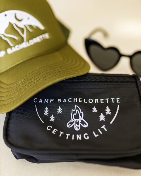 Get in bach babes, we’re going CAMPING! 🏕✨⁠ ⁠ A classic theme for any destination, we’re loooving how @girlabouttown_denver styled our Camp Bachelorette theme for our Denver Pink Hen Tour photoshoot 😻⁠ ⁠ Here’s how to copy the look for your bach party:⁠ ⁠ 🤎 Camp Bachelorette Tees ⁠ 🤎 Camp Bachelorette Fanny Packs ⁠ 🤎 Camp Bachelorette Trucker Hats⁠ 🤎 Retro Heart Sunnies ⁠ 🤎 Camp Bachelorette Party Cups ⁠ ⁠ 👉 Tap to shop or visit the link in our bio for more cute & classy bachelorette party ge... Bachelorette Party Camping Theme, Classy Bachelorette Party, Bachelorette Tees, Bachelorette Party Cups, Summer Camp Wedding, Wild Camp, Bachelorette Themes, Bachelorette Trip, Camp Wedding