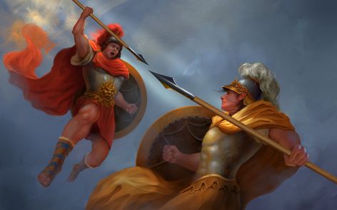 Achilles-vs-Hector by YueQing on DeviantArt Hector And Achilles, Prince Hector Of Troy, Achilles Vs Hector, Troy Achilles, Noble Ranks, Greek Warriors, City Of Troy, Homer Iliad, Achilles And Patroclus