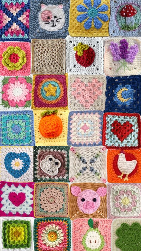 #wallpaper #art #crochet #grannysquare #cute #collage #yarn #crochetinspo #crochetaesthetic #crochetsummer Granny Square Patchwork, Kid Core Aesthetic, Cute Collage, Square Patchwork, Holly House, Granny Square Patterns, Tshirt Yarn, Art Crochet, Crochet Jewellery