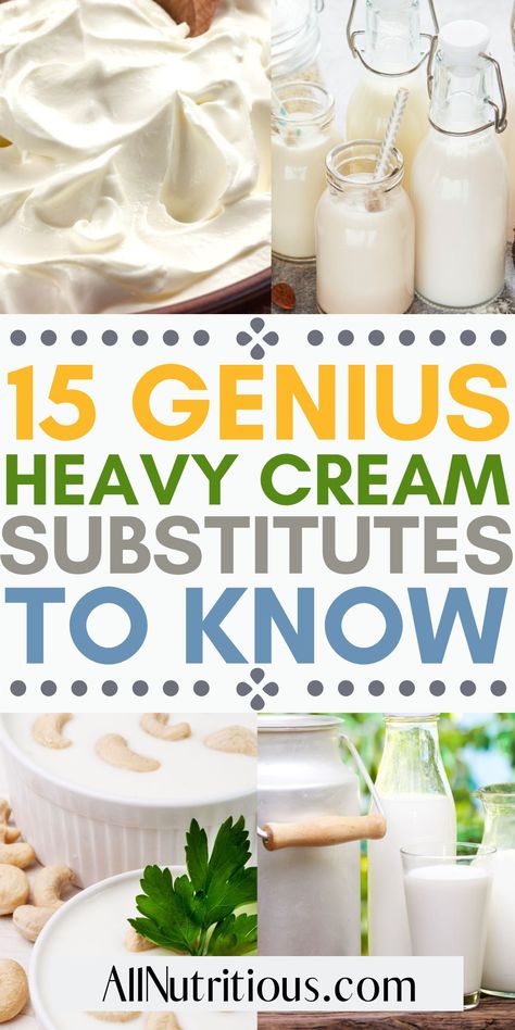 These heavy cream alternatives are great to enrich the flavors of your recipes for dinner. You can combine these into dessert recipes, soup meals and more. This list also includes dairy free substitutes that you can use in your vegan recipes.rn Non Dairy Heavy Cream, Dairy Free Evaporated Milk, Replacement For Heavy Cream, Lactose Free Heavy Cream, Egg Free Diet, Dairy Free Cheese Recipe, Dairy Free Heavy Cream, Heavy Cream Powder, Dairy Free Alfredo