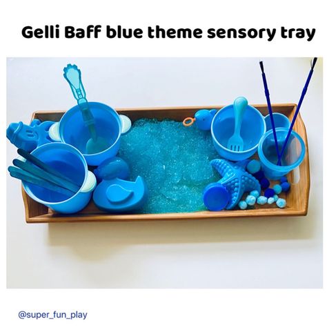 Gelli Baff, Sensory Tray, Hand Muscles, Bluey Party, Baby Learning Activities, A Birthday Cake, Blue Theme, Montessori Baby, Sensory Experience