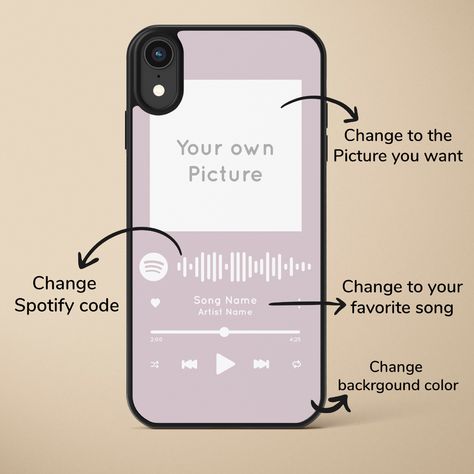 Phone Cases Spotify, Spotify Code Phone Case, Spotify Phone Case Diy, Spotify Playlist Phone Case, Song Phone Cases, Transparent Phone Case Ideas Aesthetic, Phone Case Picture Ideas, Spotify Phone Case, Custom Coque