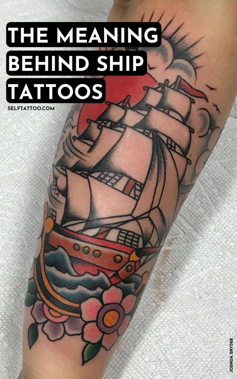 Ship Tattoos Women, American Traditional Tattoo Ship, Nautical Tattoo Sleeve Traditional, Crossed Cannons Tattoo Navy, Feminine Ship Tattoo, Feminine Nautical Tattoo, Naval Tattoos For Women, Ship Tattoo Women, American Traditional Sleeve Men