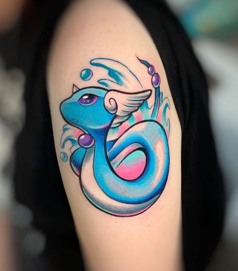 Tattoos By Day. on Instagram: "Little cotton Candy Dragonair for Paula today! Done using: @fytsupplies @industryinks @hivecaps @inkeeze #dragonair #dragonairtattoo #pokemon #pokmontattoo #pokemongo #pokémon pokemonday #kantoregion #kanto #nerdytattoos #videogametattoo #vgta2 #gamerink #epicgamerink #videogametatts #anime #animetattoos #animemasterink #fyt #fytsupplies #fytcartridges #industryinks #hivecaps #inkeeze #toronto #torontotattoo" Dragonair Tattoo, Dragon Air, Video Game Tattoos, Pikachu Tattoo, Her Tattoo, Nerdy Tattoos, Man Tattoo, Video Game Tattoo, Pokemon Tattoo