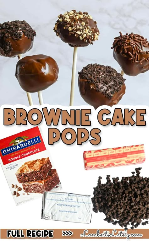 Brownie Pops Recipe, Christmas Dessert Bar, Popsicles Packaging, Cake Pops Brownie, Chocolate Cake Pops Recipe, Cake Website, Easy Kids Breakfast, Halloween Brownie, Brownie Christmas