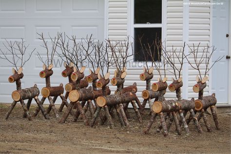 Image result for log reindeer yard decorations Wooden Yard Decorations, Outdoor Christmas Reindeer, Log Reindeer, Christmas Reindeer Lights, Outdoor Reindeer, Christmas Deer Decorations, Reindeer Diy, Christmas Lawn Decorations, Backyard Gifts