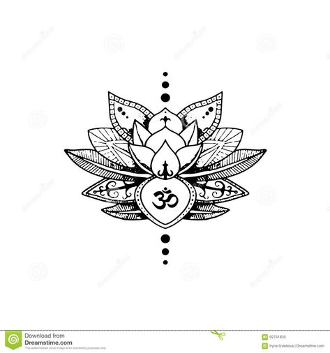 Tätowierung Lotus Und Zeichen AUM, Buddhismus Vektor Abbildung - Illustration von religion, indisch: 92741835 Goa Tattoo, Tattoo For Boyfriend, Buddhist Tattoo, Yoga Tattoos, Buddha Tattoo Design, Lotus Tattoo Design, Sak Yant Tattoo, Mandala Elephant, Flower Tattoo Back