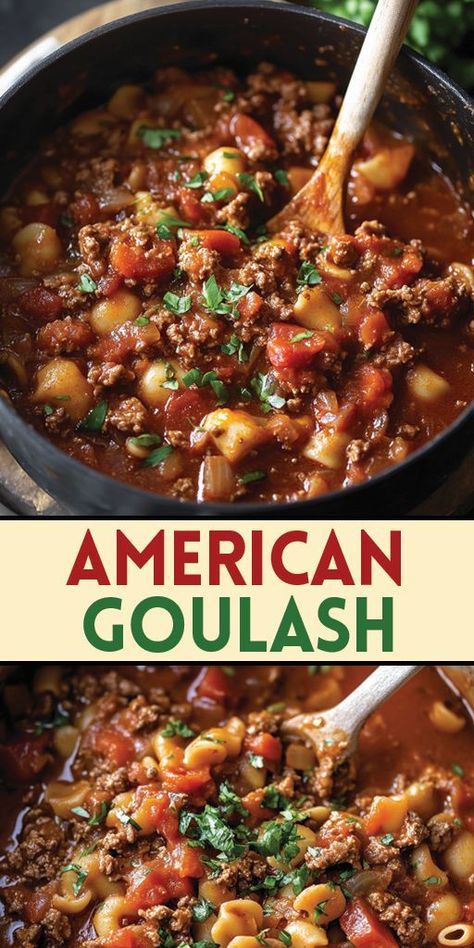 This American Goulash is a comforting, one-pot dish that’s packed with delicious flavors and ready in under an hour! Made with tender ground beef, pasta, and a rich tomato sauce, this classic dish is sure to become a family favorite. Plus, it’s super easy to make and perfect for meal prep!

Ready to try this delicious dish? Click to save this Pin and get the full recipe! 📌

#AmericanGoulash #OnePotMeals #ComfortFood #EasyDinners #FamilyFriendlyRecipes #QuickRecipes #GroundBeefRecipes Ground Beef Tomato Pasta, Midwest Goulash, Recipe For Goulash Ground Beef, Hamburger Goulash Recipes Macaroni, Mexican Goulash Recipes, Goulash Recipes Instant Pot, Hamburger Goulash Recipes, Goolosh Recipe Ground Beef, Best Goulash Recipes Beef