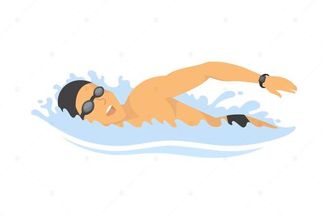 Swimming man - cartoon character vector illustration EPS. Download Swimming Sketch, Swimmer Illustration, Swim Illustration, Swimming Drawing, Illustration Storyboard, Disney Storyboard, Swimming Illustration, Swimming Cartoon, Cartoon Swimming