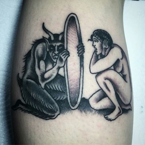 Obscure Tattoos, Satanic Tattoos, Traditional Black Tattoo, Tattoos Traditional, American Traditional Tattoo Ideas, Traditional Tattoo Ideas, Choose Her, Demon Tattoo, Traditional Tattoo Sleeve