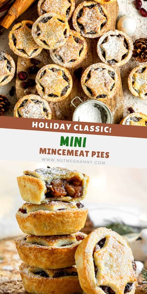 Classic Christmas Dessert, Mason Jar Pies, Mini Mince Pies, Mincemeat Pie, Mini Pie Recipes, Homemade Sour Cream, Fruit Pie Filling, Holiday Baking Recipes, Christmas Recipe