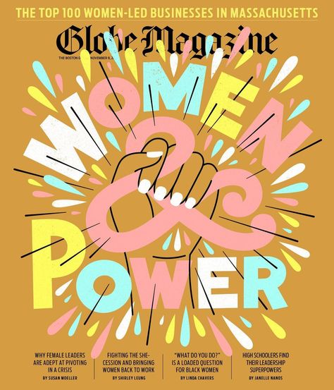 Frank Sturges Reps on Instagram: “Jessica Hische @jessicahische for The Boston Globe annual Woman & Power issue . . . #jessicahische #bostonglobe #lettering #illustration…” Jessica Hische Lettering, Jessica Hische, Woman Back, Women Leaders, Typography Letters, Back To Work, Magazine Design, Instagram Video, Powerful Women