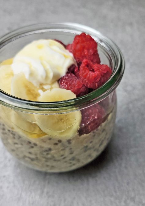 Raspberry & Banana Overnight Oats Recipe - Search All Recipes Banana Overnight Oats Recipe, Raspberry Overnight Oats, Chia Seed Coconut Milk, Raspberry Banana, Skipping Breakfast, Banana Overnight Oats, Oats Recipe, Overnight Oats Recipe, All Recipes