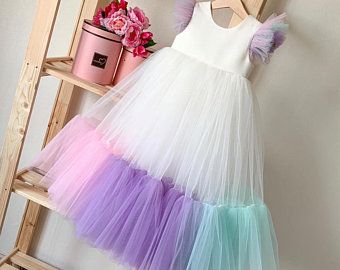 Baby Dresses Girl Dresses Girl Birthday Dresses by CandyBabyDress Costume Unicorn, Projek Menjahit, Frocks Design, Kids Frocks Design, Kids Sewing, Kids Dress Wear, Flower Birthday, Unicorn Costume, Unicorn Dress