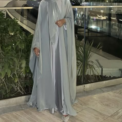 Long Abaya Design, Nikkah Dress Blue, Blue Abaya Aesthetic, Cute Abayas, Cute Abaya, Nikkah Abaya, Abaya Designs Latest Dubai, Abaya Fits, Mum Fits