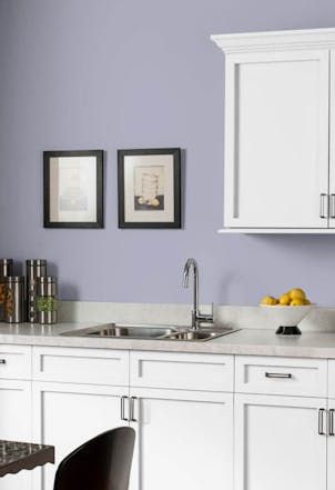 Kitchen Paint Colours, Lavender Kitchen Decor, Terra Cotta Paint Color, Grey Bedroom Paint, Lavender Kitchen, Sage Green Paint Color, Purple Paint Colors, Sage Green Paint, Greige Paint Colors